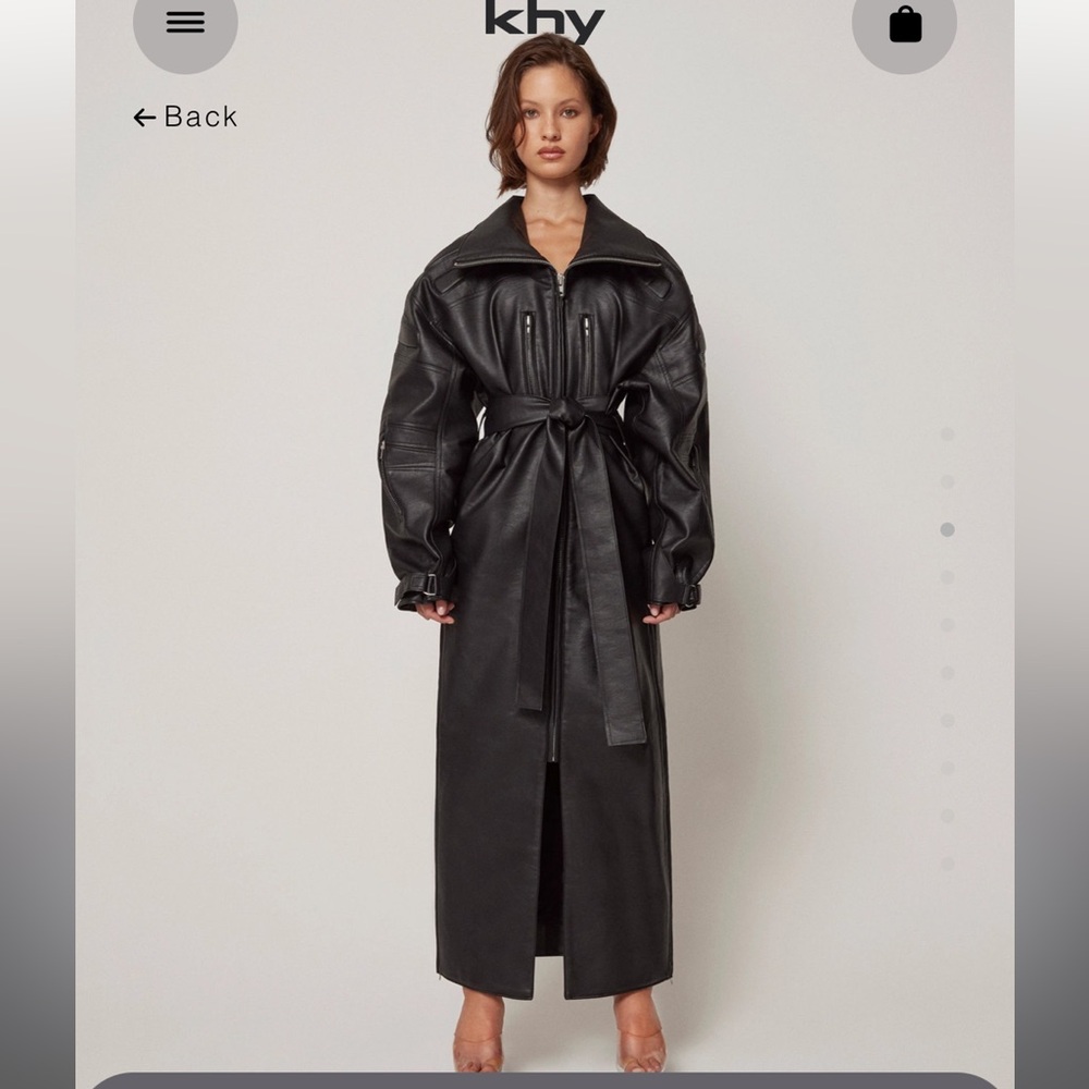 KHY Kylie Jenner Black Leather Trench Coat